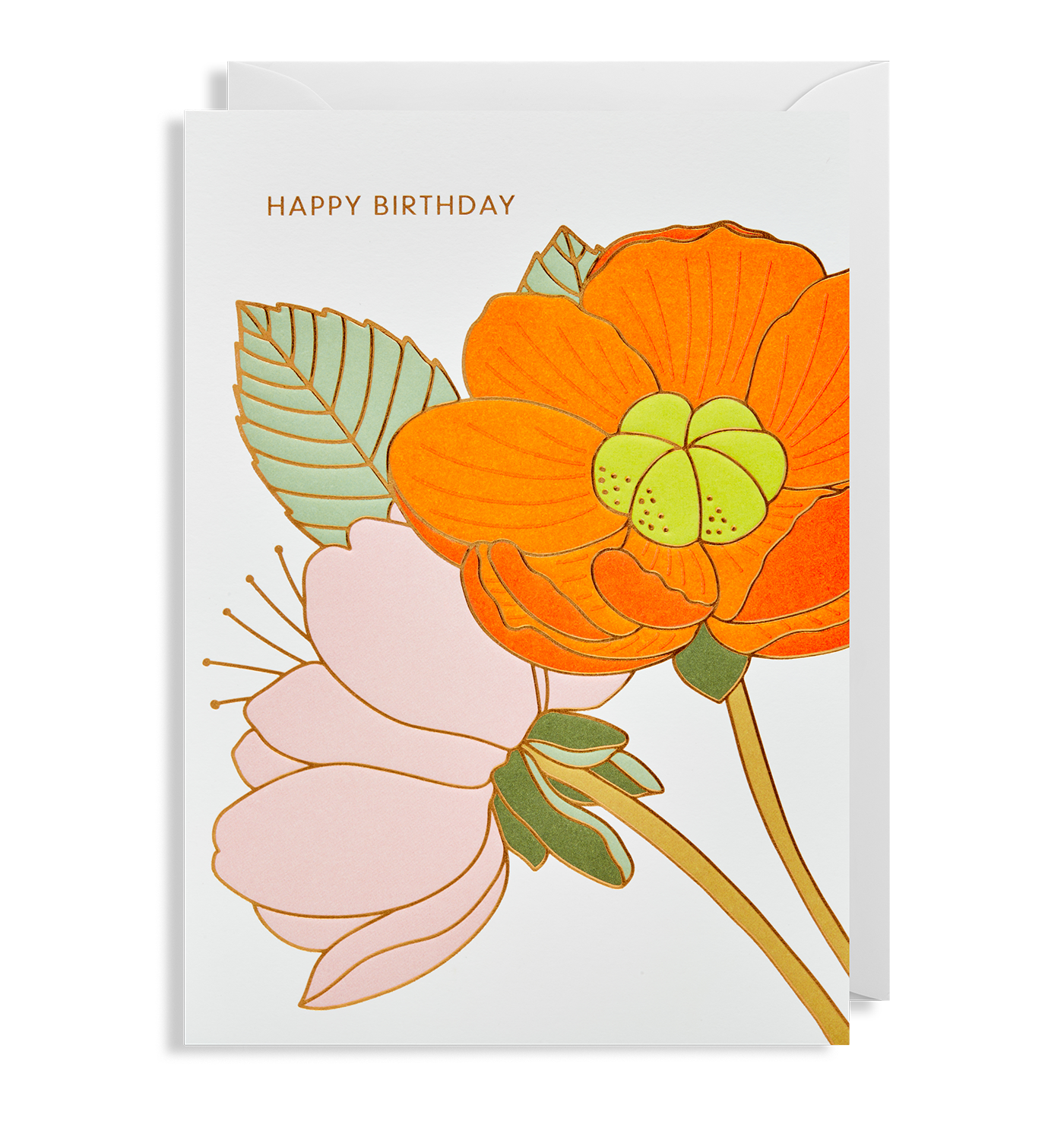 Happy birthday floral blank card