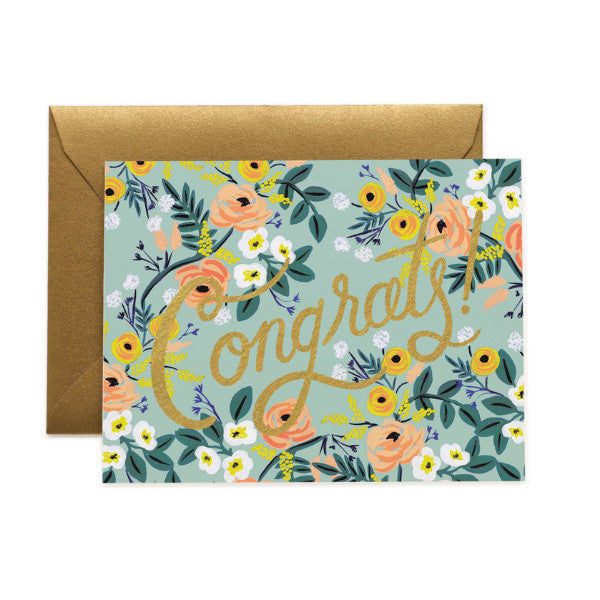 Gold & Floral Congrats Card
